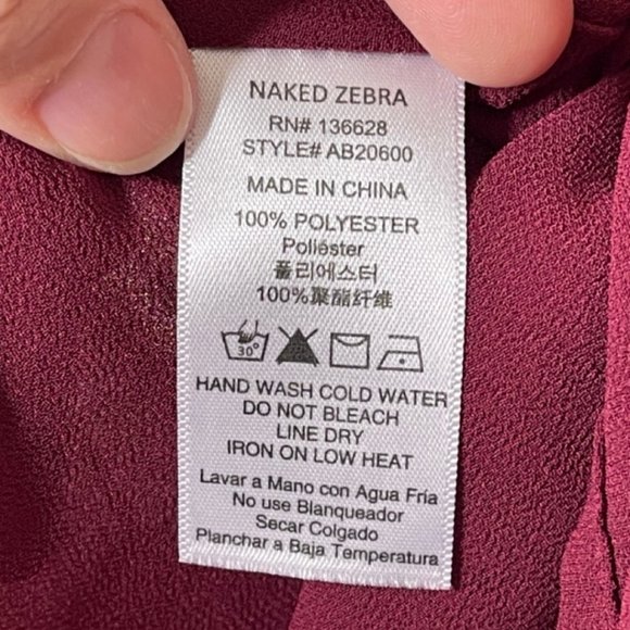 NAKED ZEBRA | Long Sleeve Lightweight Raspberry Red Blouse | Size L - Picture 7 of 10